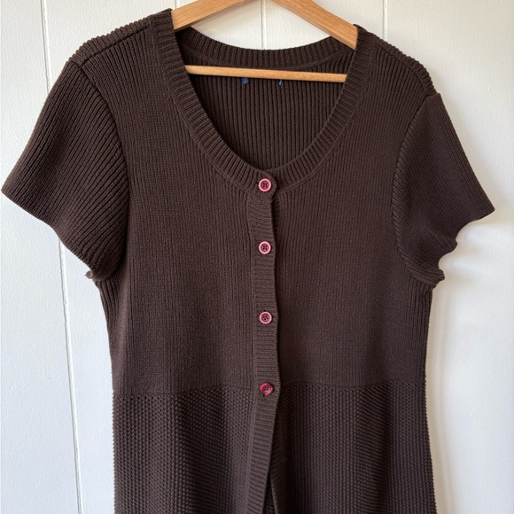 Dark Brown Knit Button Down Top | Size Large - Picture 3 of 6